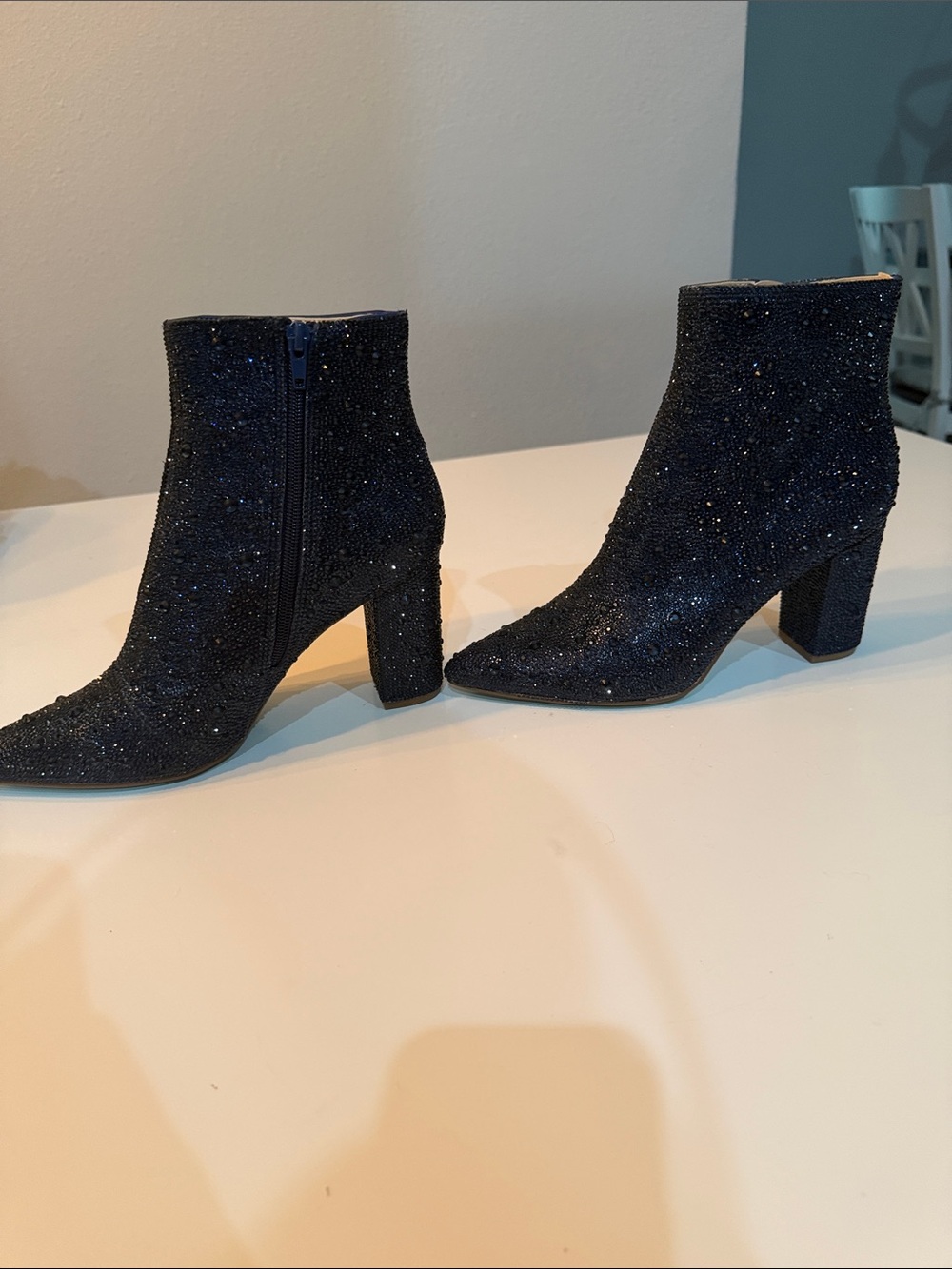 NWOT Betsey Johnson Navy Cady Ankle Boots - Picture 3 of 5